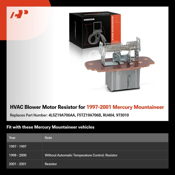 HVAC Blower Motor Resistor for 1997-2001 Mercury Mountaineer
