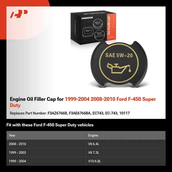 Engine Oil Filler Cap for 1999-2004 2008-2010 Ford F-450 Super Duty