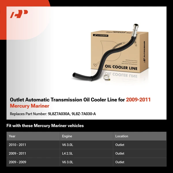 Outlet Automatic Transmission Oil Cooler Line for 2009-2011 Mercury Mariner