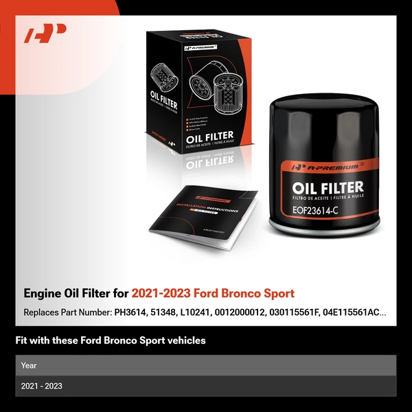 Engine Oil Filter for 2021-2023 Ford Bronco Sport
