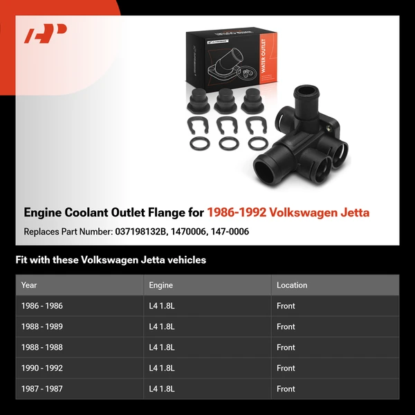 Engine Coolant Outlet Flange for 1986-1992 Volkswagen Jetta