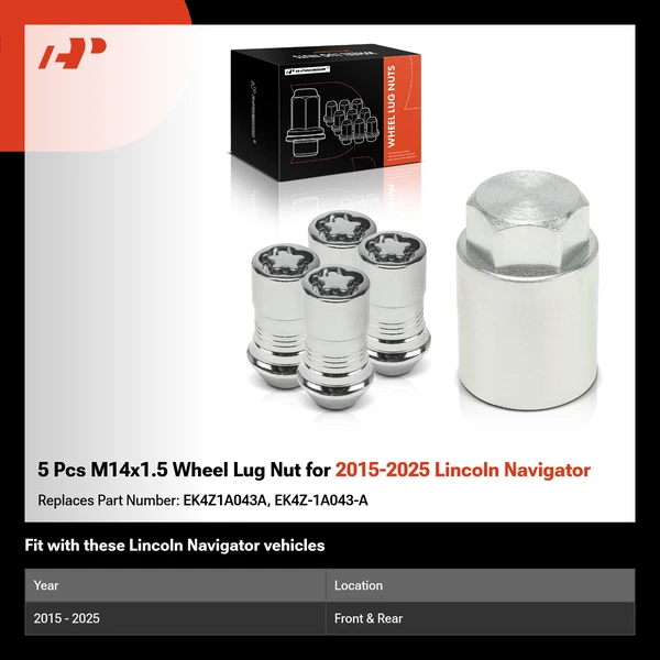 5 Pcs M14x1.5 Wheel Lug Nut for 2015-2025 Lincoln Navigator