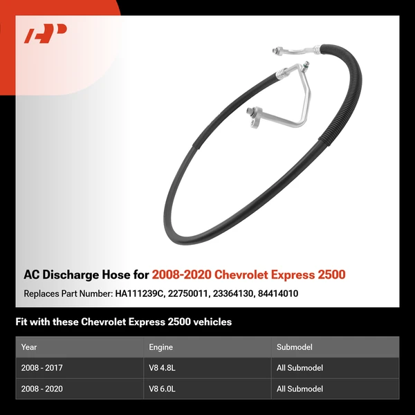 AC Discharge Hose for 2008-2020 Chevrolet Express 2500