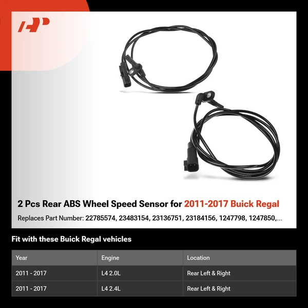 2 Pcs Rear ABS Wheel Speed Sensor for 2011-2017 Buick Regal