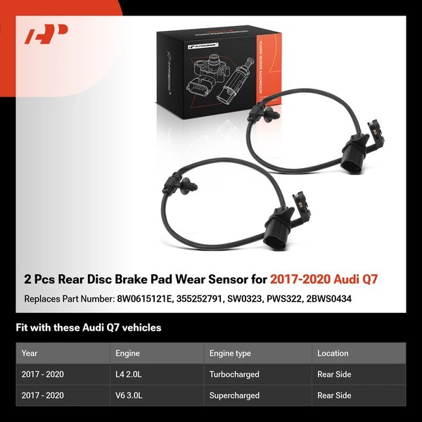 2 Pcs Rear Disc Brake Pad Wear Sensor for 2017-2020 Audi Q7