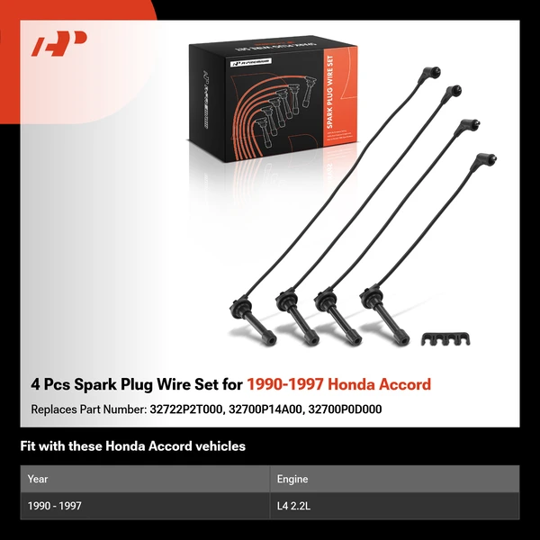 4 Pcs Spark Plug Wire Set for 1990-1997 Honda Accord