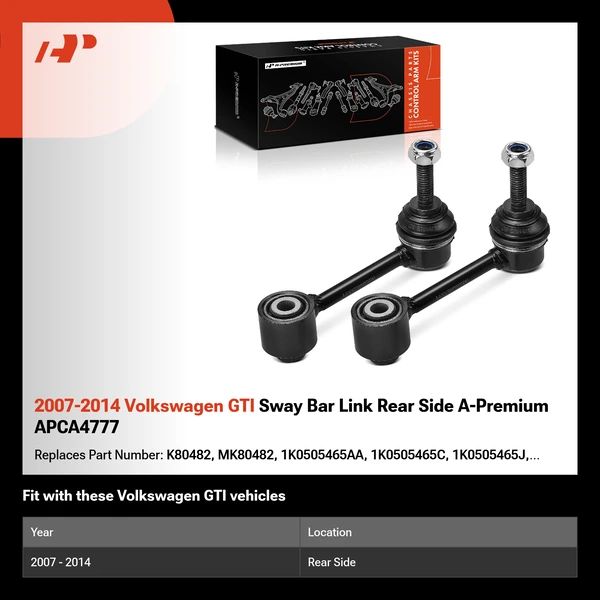 2007-2014 Volkswagen GTI Sway Bar Link Rear Side A-Premium APCA4777