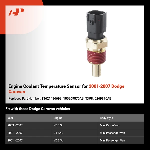 Engine Coolant Temperature Sensor for 2001-2007 Dodge Caravan