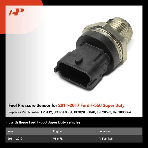 Fuel Pressure Sensor for 2011-2017 Ford F-550 Super Duty