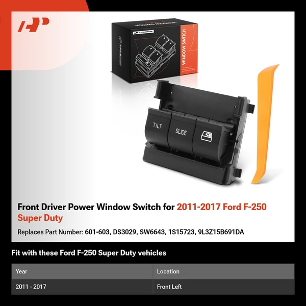 Front Driver Power Window Switch for 2011-2017 Ford F-250 Super Duty