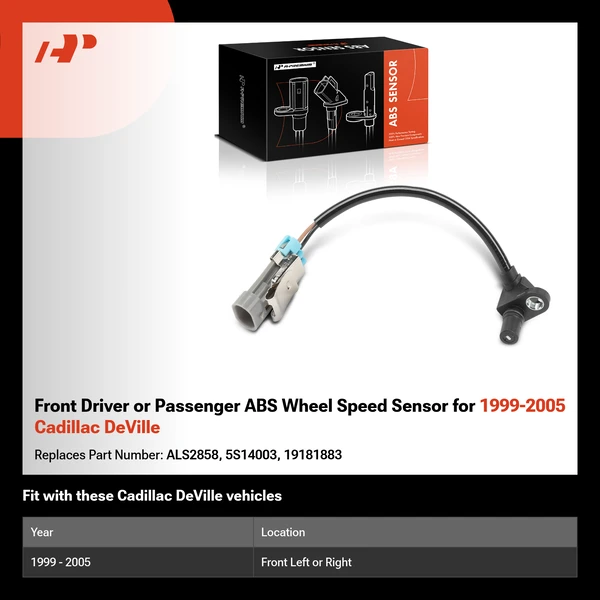 Front Driver or Passenger ABS Wheel Speed Sensor for 1999-2005 Cadillac DeVille