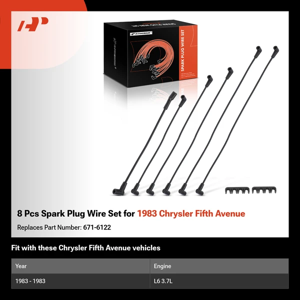 8 Pcs Spark Plug Wire Set for 1983 Chrysler Fifth Avenue
