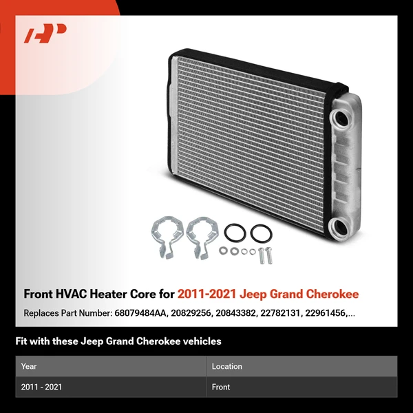 Front HVAC Heater Core for 2011-2021 Jeep Grand Cherokee