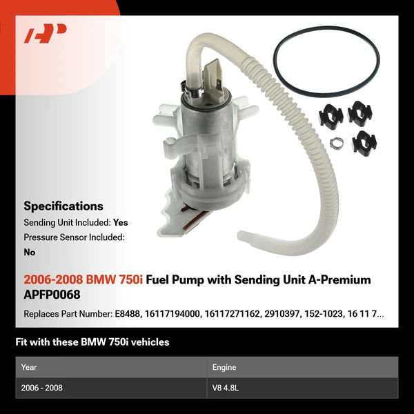 2006-2008 BMW 750i Fuel Pump with Sending Unit A-Premium APFP0068