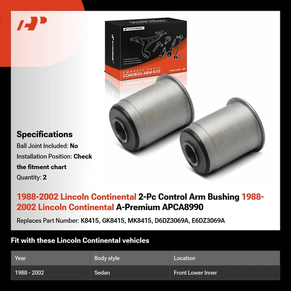 1988-2002 Lincoln Continental 2-Pc Control Arm Bushing 1988-2002 Lincoln Continental A-Premium APCA8990