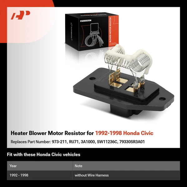 Heater Blower Motor Resistor for 1992-1998 Honda Civic