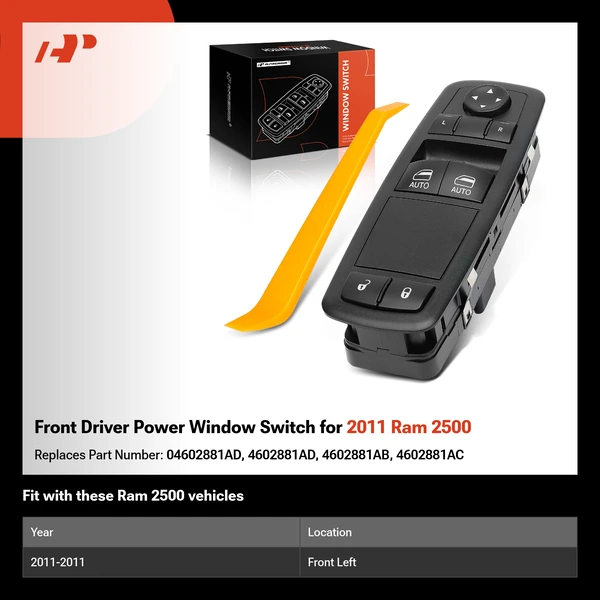 Front Driver Power Window Switch for 2011 Ram 2500
