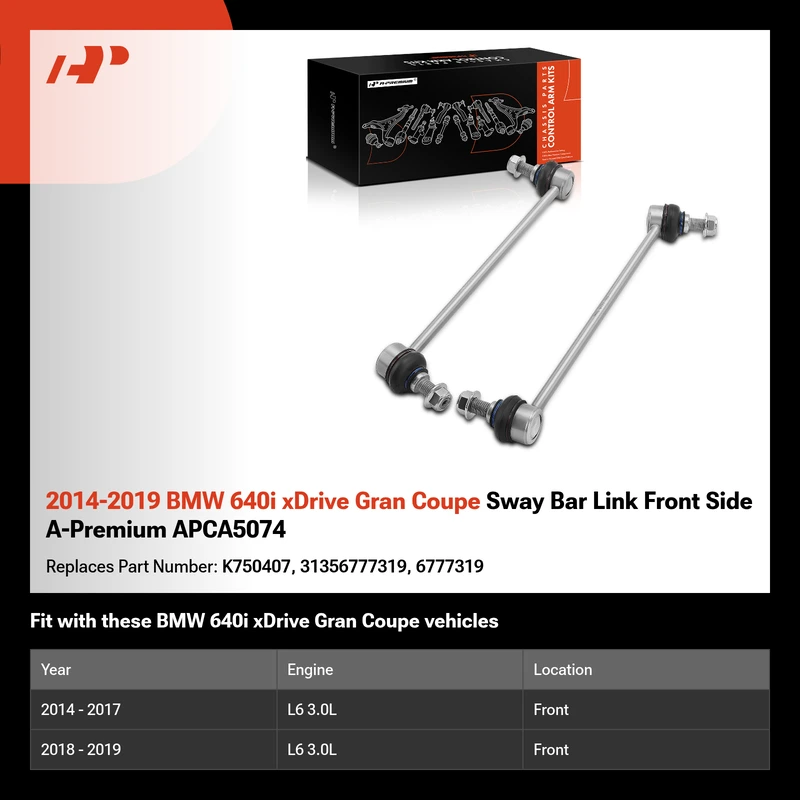 2014-2019 BMW 640i xDrive Gran Coupe Sway Bar Link Front Side A-Premium APCA5074