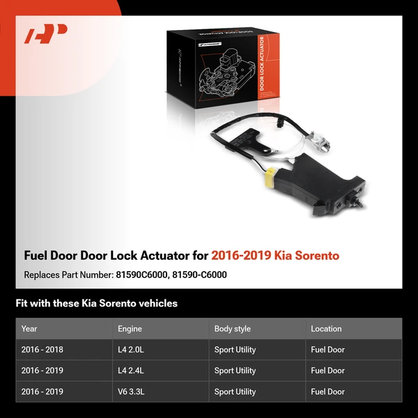 Fuel Door Door Lock Actuator for 2016-2019 Kia Sorento