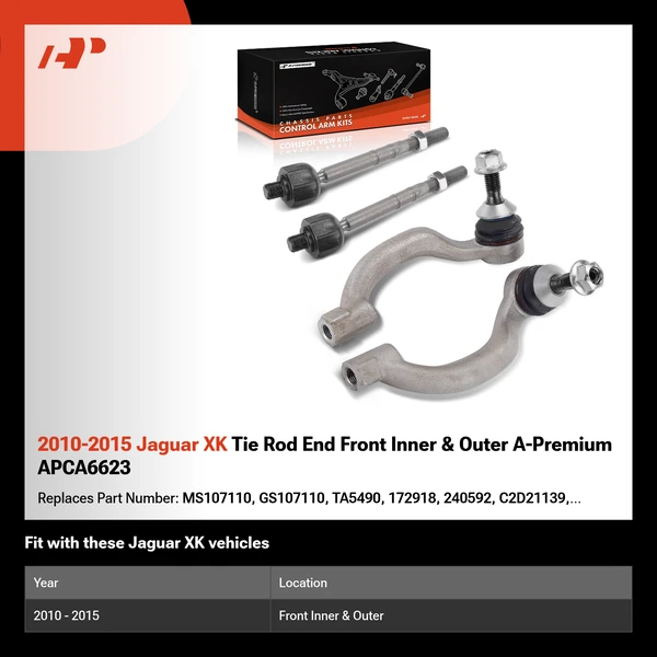 2010-2015 Jaguar XK Tie Rod End Front Inner & Outer A-Premium APCA6623