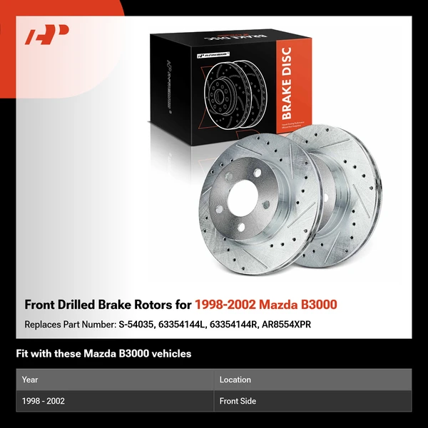 Front Drilled Brake Rotors for 1998-2002 Mazda B3000