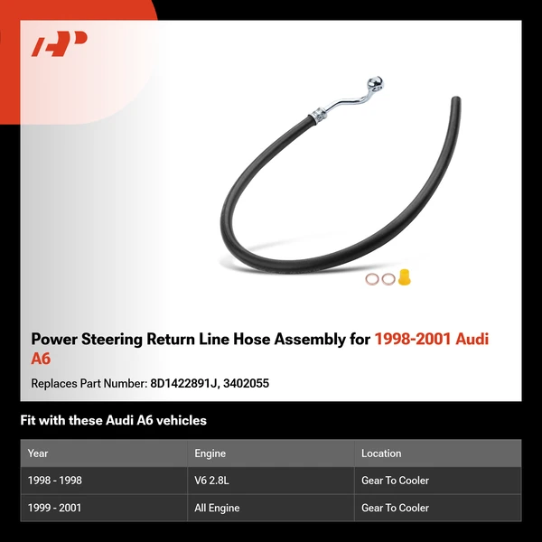 Power Steering Return Line Hose Assembly for 1998-2001 Audi A6