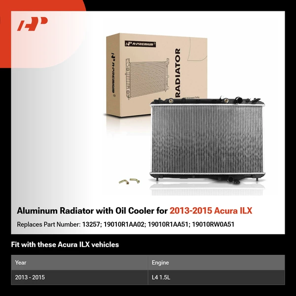 Aluminum Radiator with Oil Cooler for 2013-2015 Acura ILX