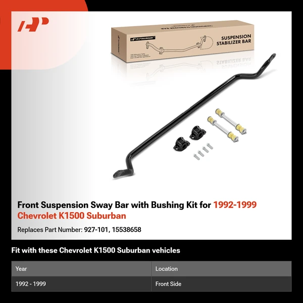 Front Suspension Sway Bar with Bushing Kit for 1992-1999 Chevrolet K1500 Suburban