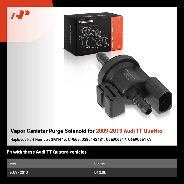 Vapor Canister Purge Solenoid for 2009-2013 Audi TT Quattro