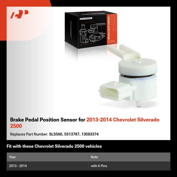 Brake Pedal Position Sensor for 2013-2014 Chevrolet Silverado 2500