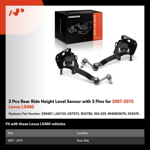 2 Pcs Rear Ride Height Level Sensor with 3 Pins for 2007-2015 Lexus LS460