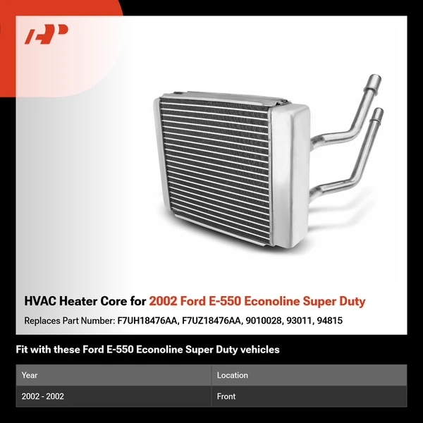 HVAC Heater Core for 2002 Ford E-550 Econoline Super Duty