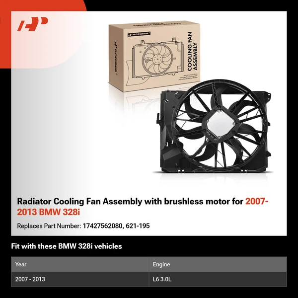 Radiator Cooling Fan Assembly with brushless motor for 2007-2013 BMW 328i