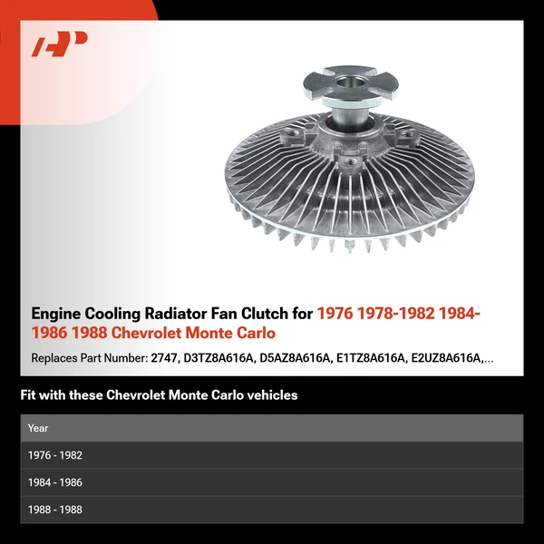 Engine Cooling Radiator Fan Clutch for 1976 1978-1982 1984-1986 1988 Chevrolet Monte Carlo