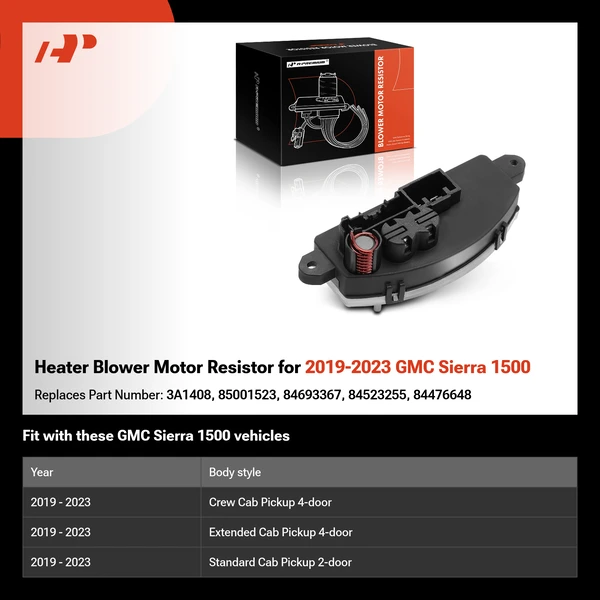 Heater Blower Motor Resistor for 2019-2023 GMC Sierra 1500