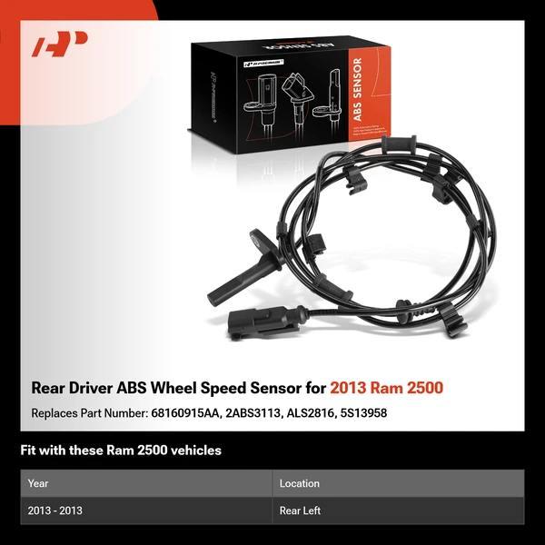 Rear Driver ABS Wheel Speed Sensor for 2013 Ram 2500