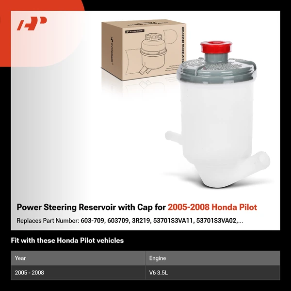 Power Steering Reservoir with Cap for 2005-2008 Honda Pilot