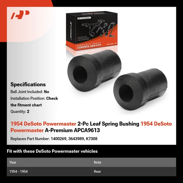 1954 DeSoto Powermaster 2-Pc Leaf Spring Bushing 1954 DeSoto Powermaster A-Premium APCA9613