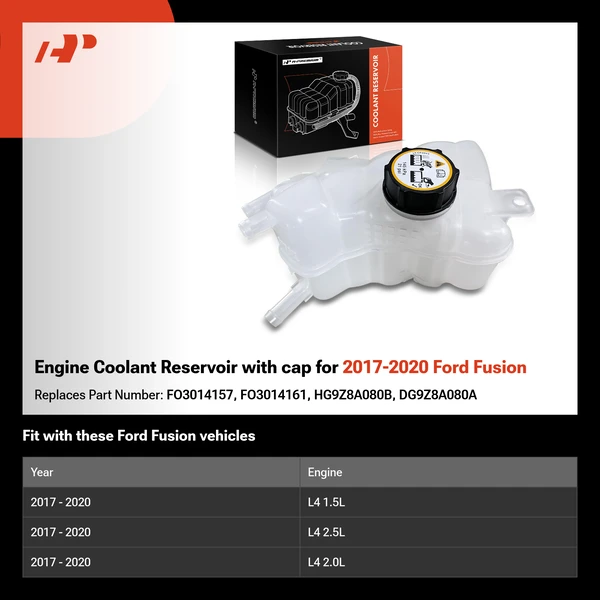 Engine Coolant Reservoir with cap for 2017-2020 Ford Fusion