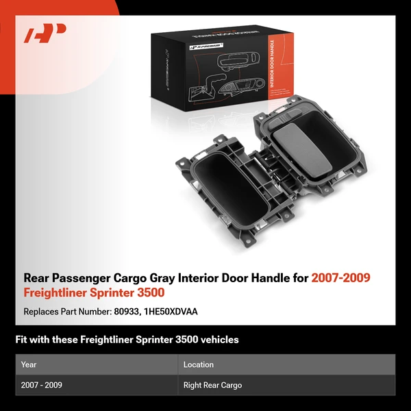 Rear Passenger Cargo Gray Interior Door Handle for 2007-2009 Freightliner Sprinter 3500