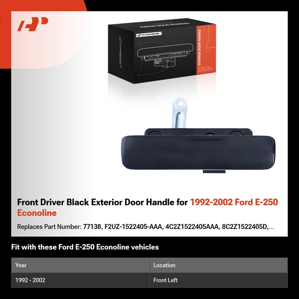 Front Driver Black Exterior Door Handle for 1992-2002 Ford E-250 Econoline