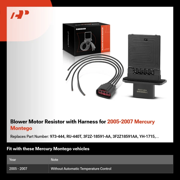 Blower Motor Resistor with Harness for 2005-2007 Mercury Montego