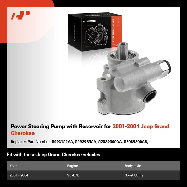 Power Steering Pump with Reservoir for 2001-2004 Jeep Grand Cherokee