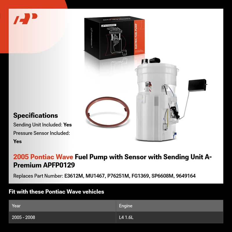 2005-2008 Pontiac Wave Fuel Pump with Sensor with Sending Unit A-Premium APFP0129