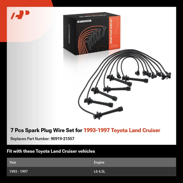 7 Pcs Spark Plug Wire Set for 1993-1997 Toyota Land Cruiser