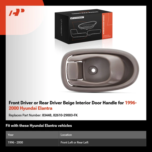 Front Driver or Rear Driver Beige Interior Door Handle for 1996-2000 Hyundai Elantra