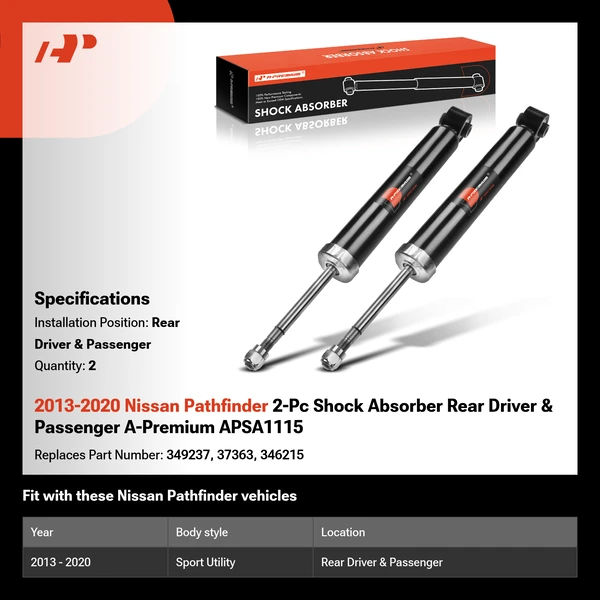 2013-2020 Nissan Pathfinder 2-Pc Shock Absorber Rear Driver & Passenger A-Premium APSA1115