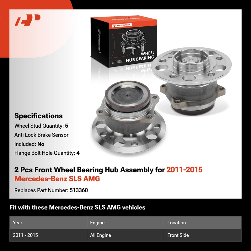 2 Pcs Front Wheel Bearing Hub Assembly for 2011-2015 Mercedes-Benz SLS AMG