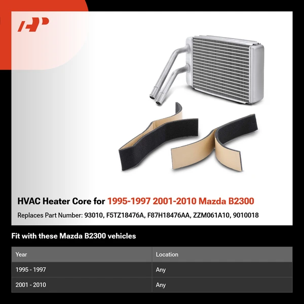HVAC Heater Core for 1995-1997 2001-2010 Mazda B2300