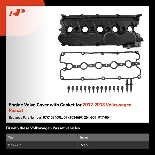 Engine Valve Cover with Gasket for 2012-2018 Volkswagen Passat